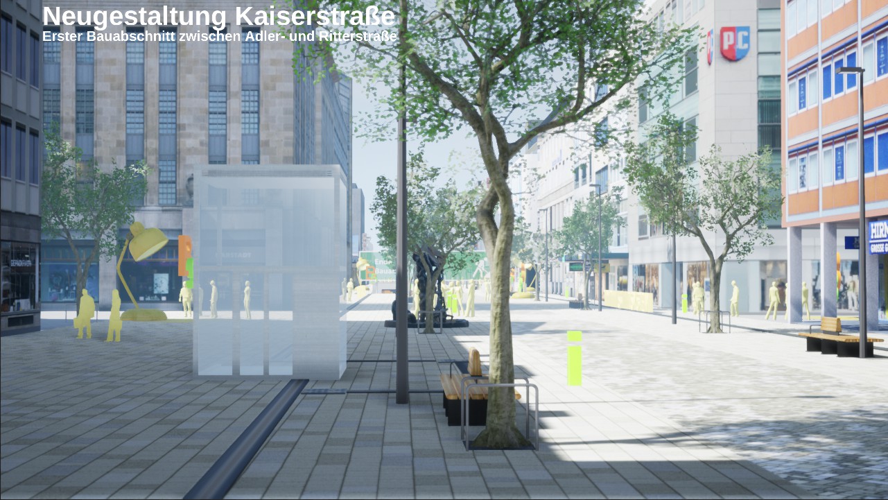 Neugestaltung der Kaiserstrasse in Karlsruhe.